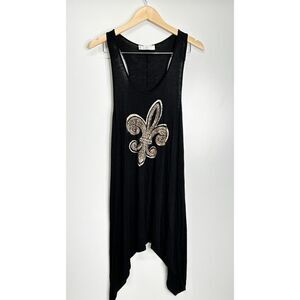 Cover Charge Dress Womens Small Black/Gold Asymmetrical Stretchy‎